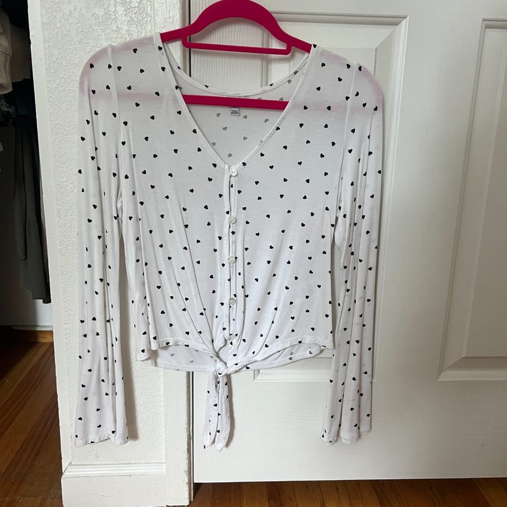 Tie Front Bell Sleeve Blouse